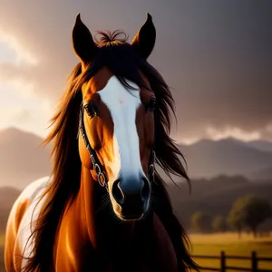 Wild Stallion Galloping in Open Pasture