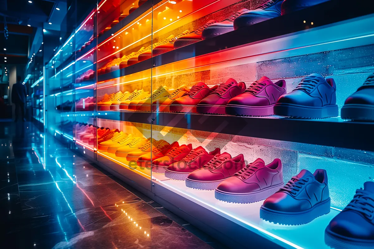 Picture of Digital 3D shoe shop counter at night