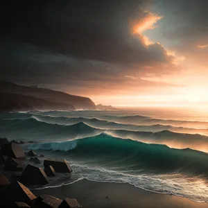 Golden Horizon at Dusk: Captivating Seascape Bliss