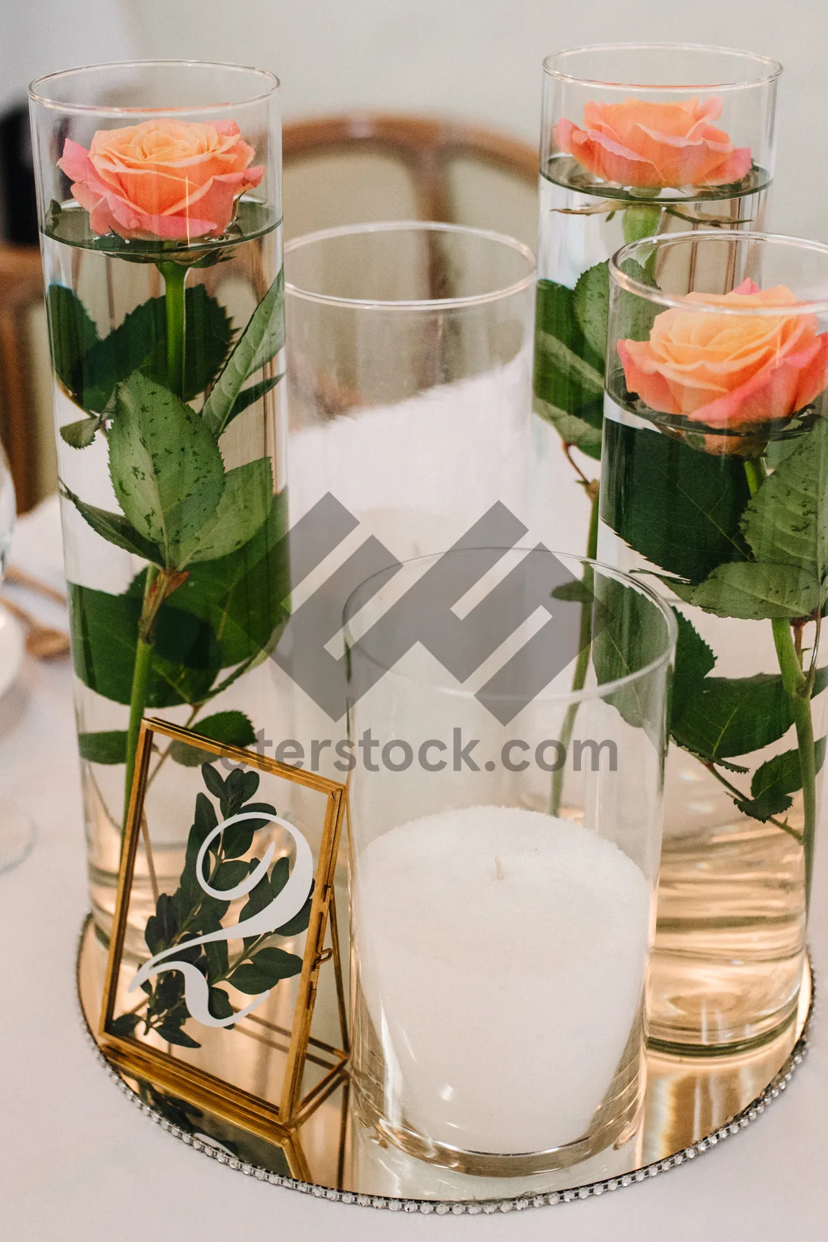 Picture of Party table setting with wine and juice glasses