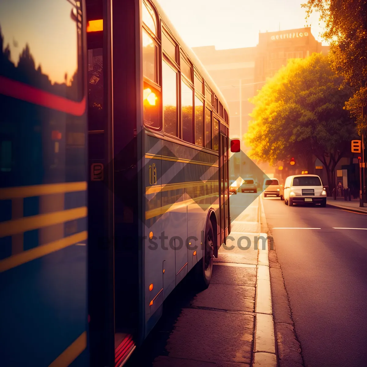 Picture of Urban School Bus in City Street