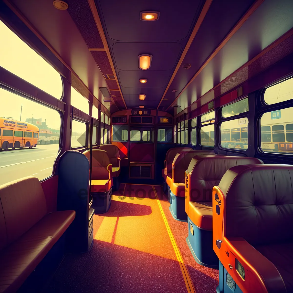 Picture of Modern Urban Car Interior with Empty Seating Area