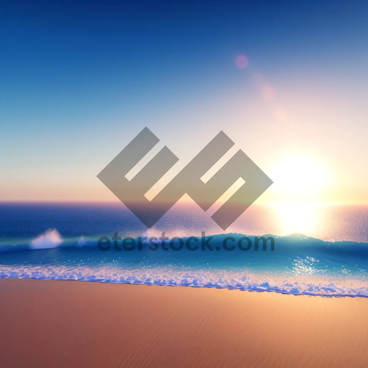 Picture of Serene Beachscape with Sun-Kissed Waves