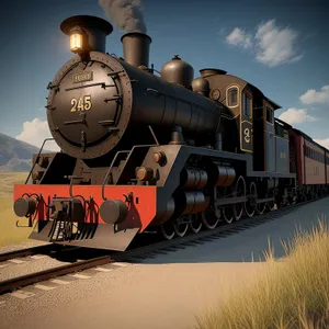 Powerful Steam Locomotive Chugging Down the Tracks