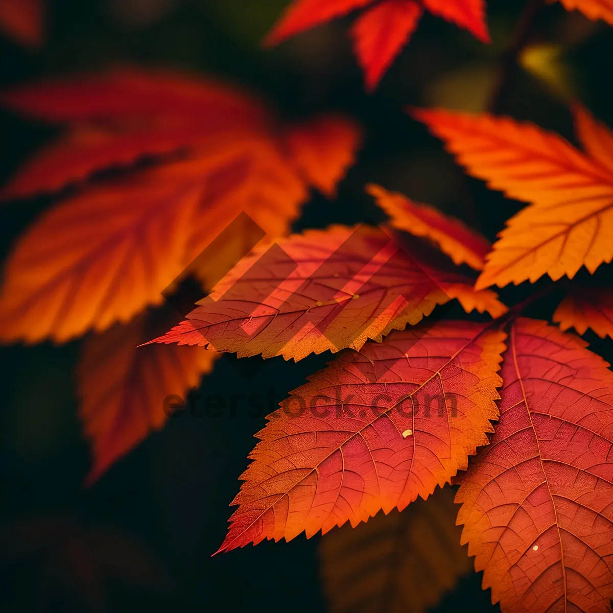 Picture of Golden Fall Foliage: Vibrant Maple Leaves in Autumn Forest