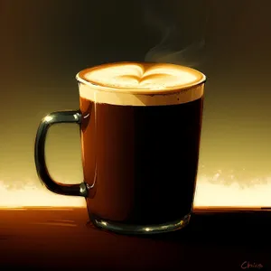 Hot coffee in glass cup.