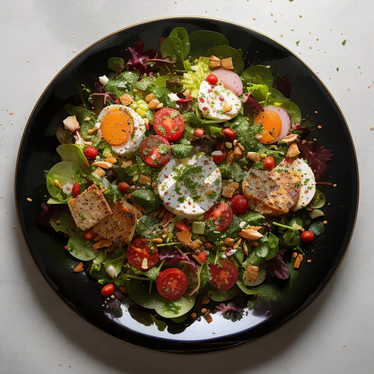 Picture of Healthy Gourmet Salad with Fresh Vegetables and Cheese