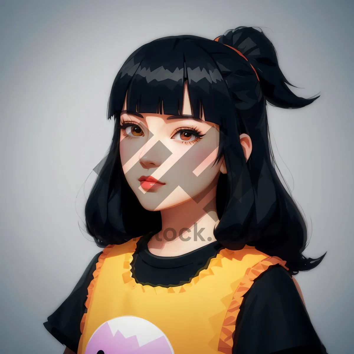 Picture of Attractive lady with black hair and stylish makeup