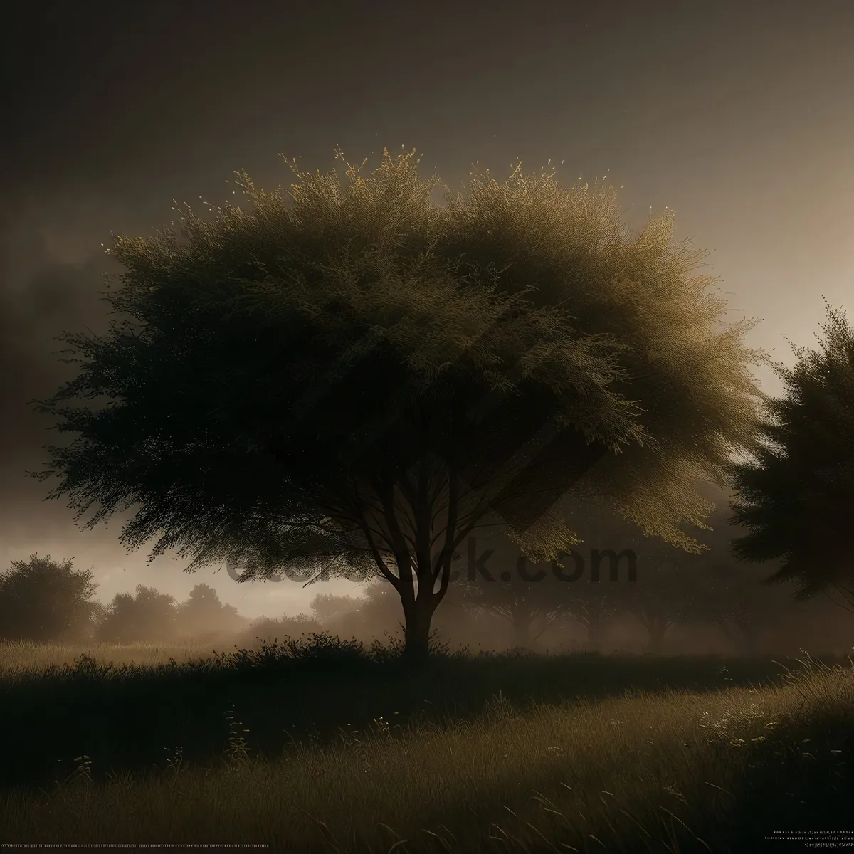 Picture of Serene Sunset Over Lush Landscape