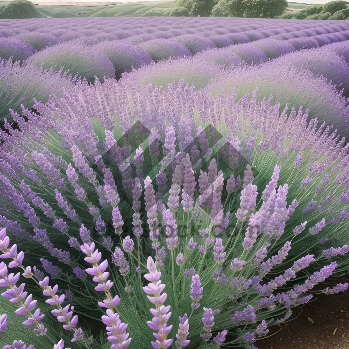 Picture of Lavender Blooms in a Country Meadow.