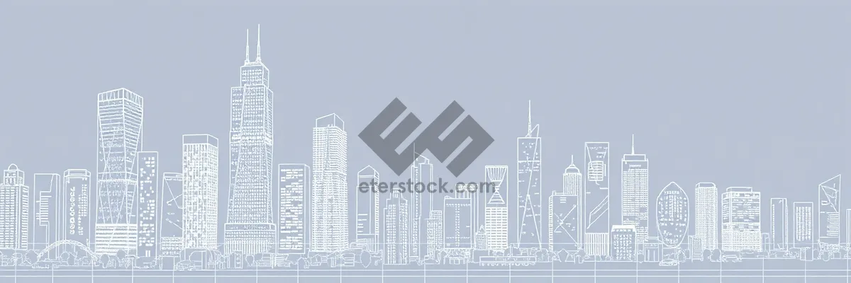 Picture of Modern cityscape silhouette design with skyscrapers and tower.