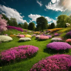 Vibrant Pink Phlox Blooming in Serene Countryside Garden