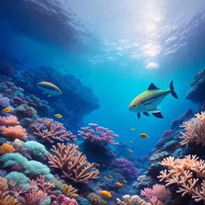 Colorful Coral Reef Beneath Sunlit Tropical Waters