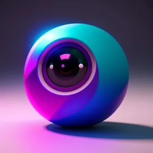 Shiny Round Glass Button with Reflection