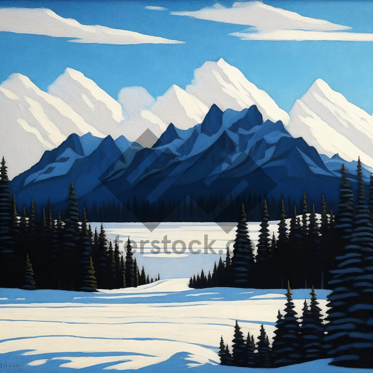 Picture of Winter Sunset Over Mountain Lake - Scenic Travel Image