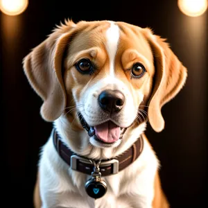 Adorable Brown Beagle Puppy with Collar Sitting