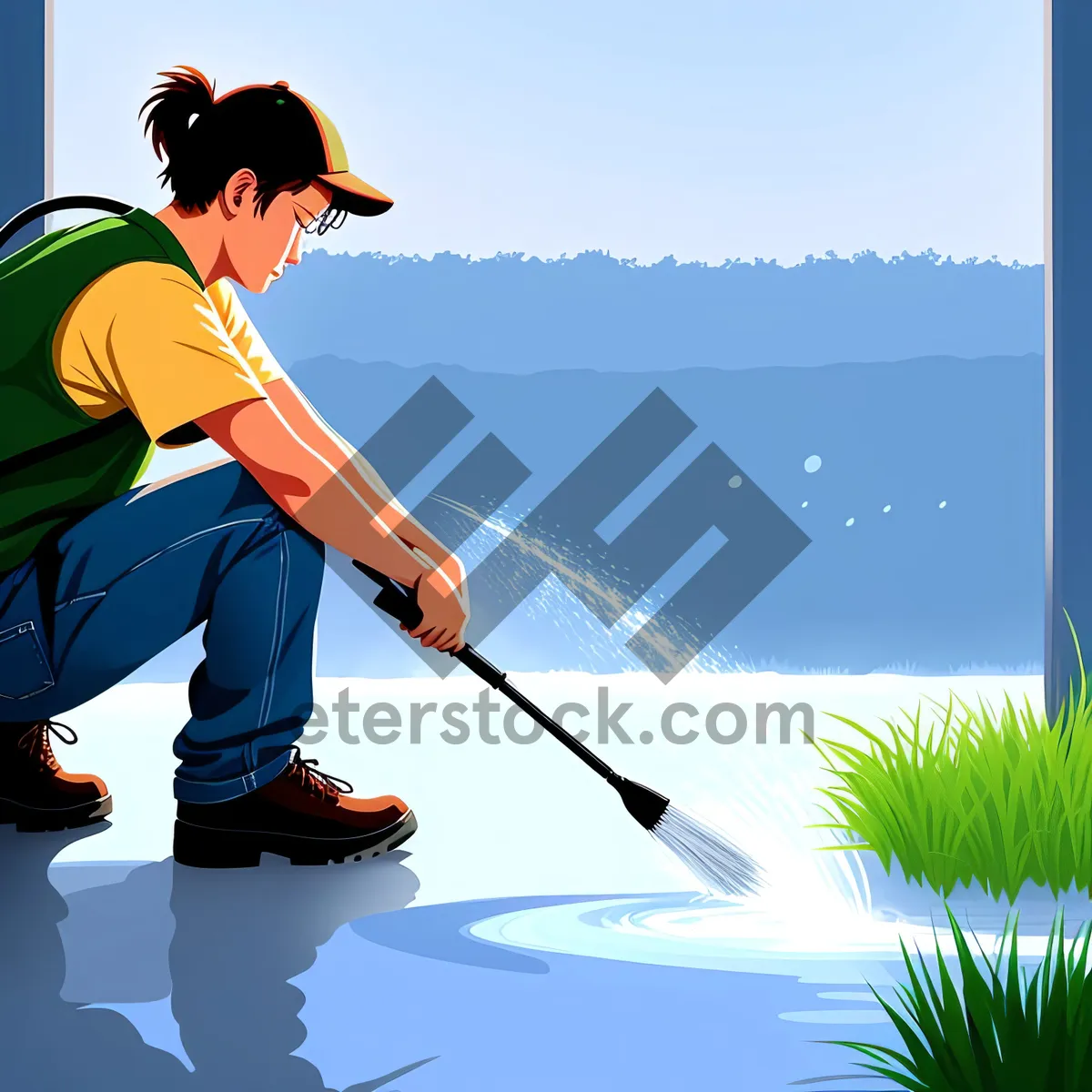 Picture of Competitive Golfer Cleans Club with Precision