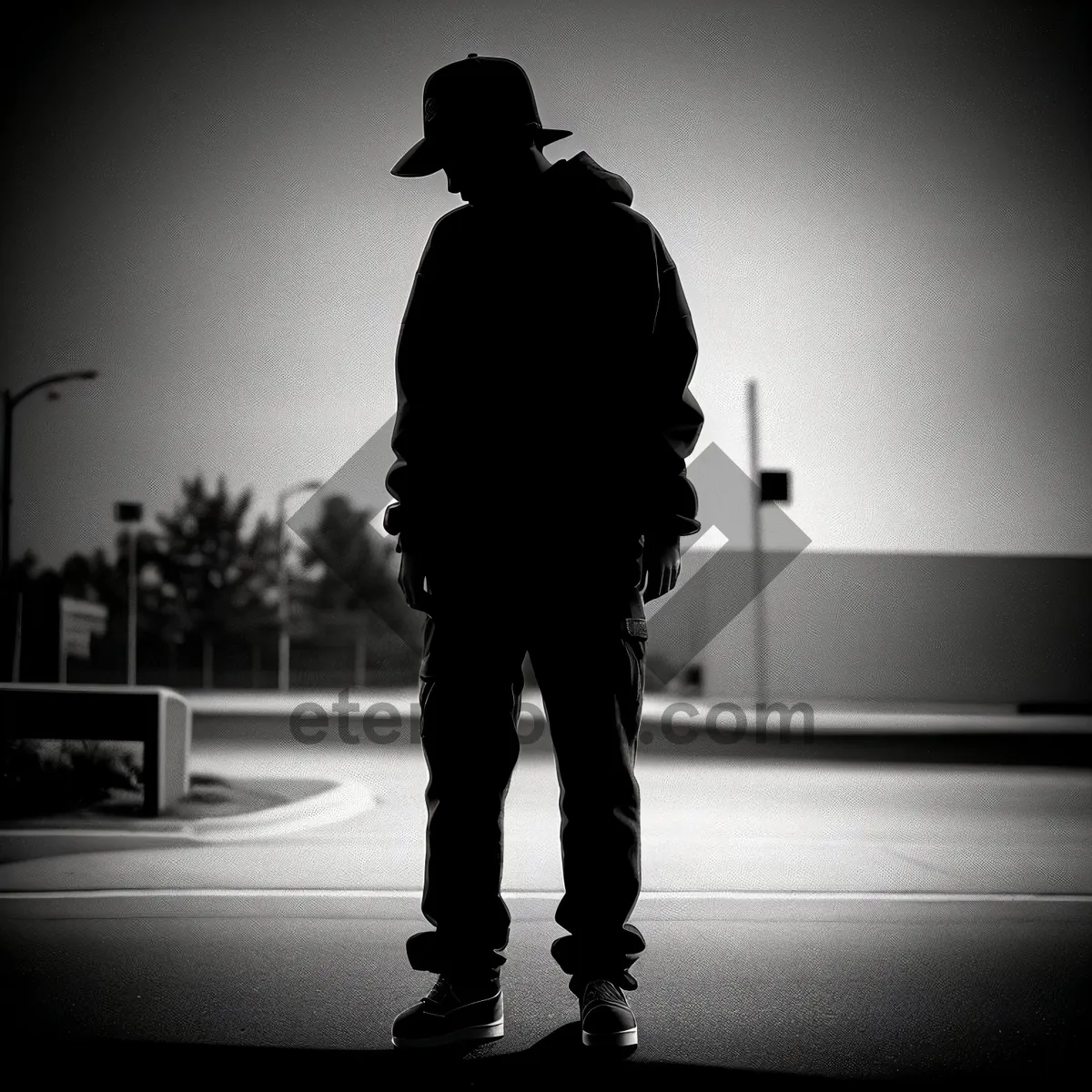 Picture of Skateboarding silhouette on beach at sunset