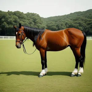 Graceful Equine Mare Galloping in a Green Meadow