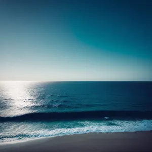 Serene Seascape: Sunset Reflection on Tropical Beach