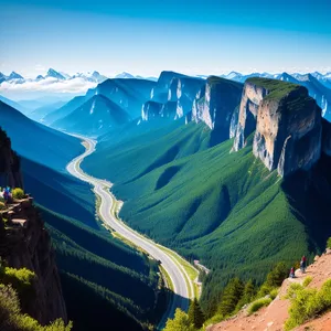 Majestic Mountain Landscape with Glacier and Lake