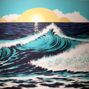 Serene Waves: A Dynamic Digital Ocean Wallpaper