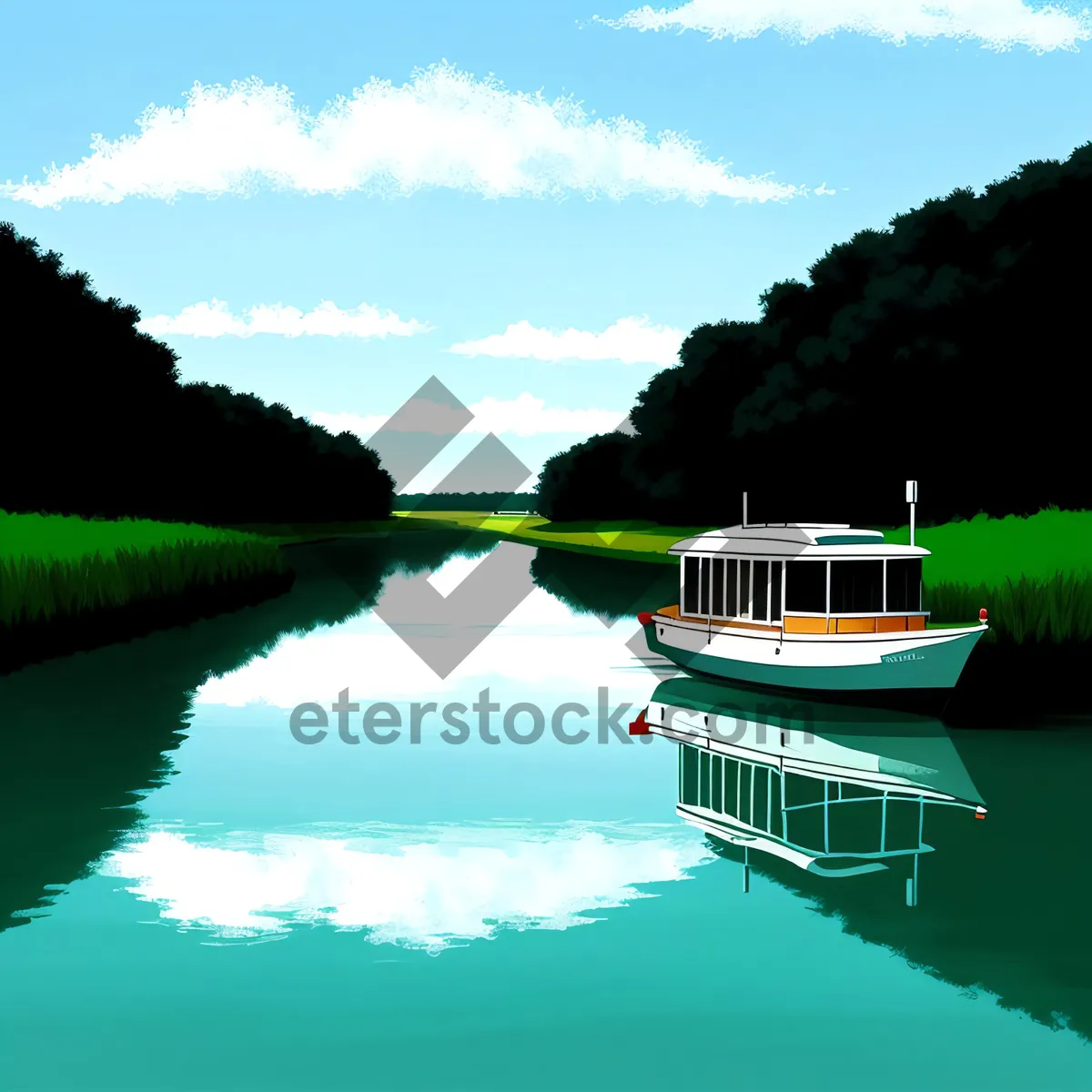 Picture of Serene Lakeside View with Mountain Scenery