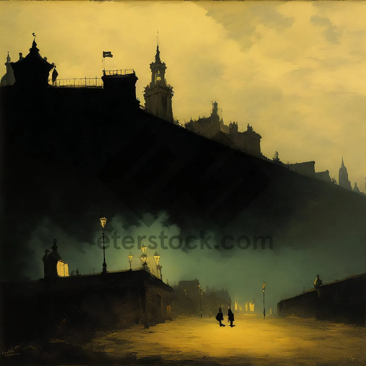 Picture of Medieval Castle Overlooking River in Historic City