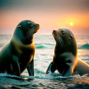 Wild Sea Lion Basking on Beach