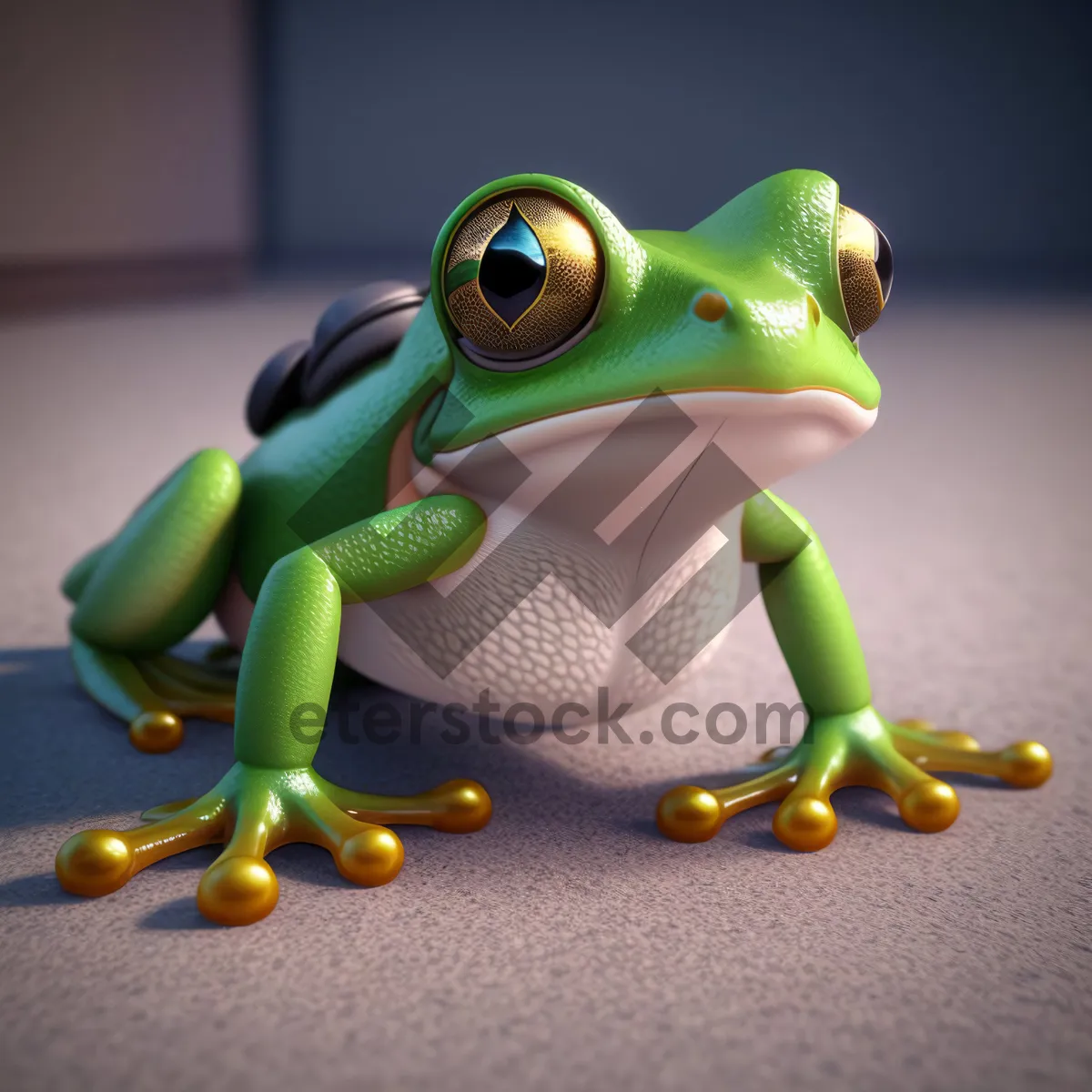 Picture of Bulging-eyed Tree Frog Peeping from Leaf