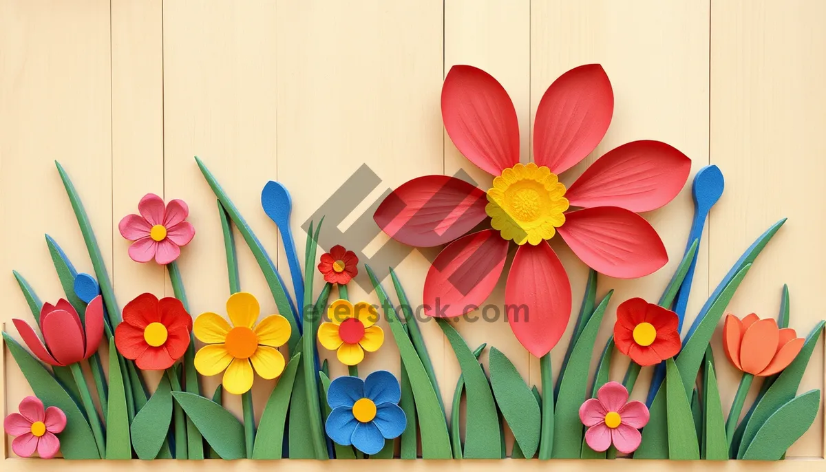 Picture of Orange floral pattern with yellow spring blossoms and pink lotus.