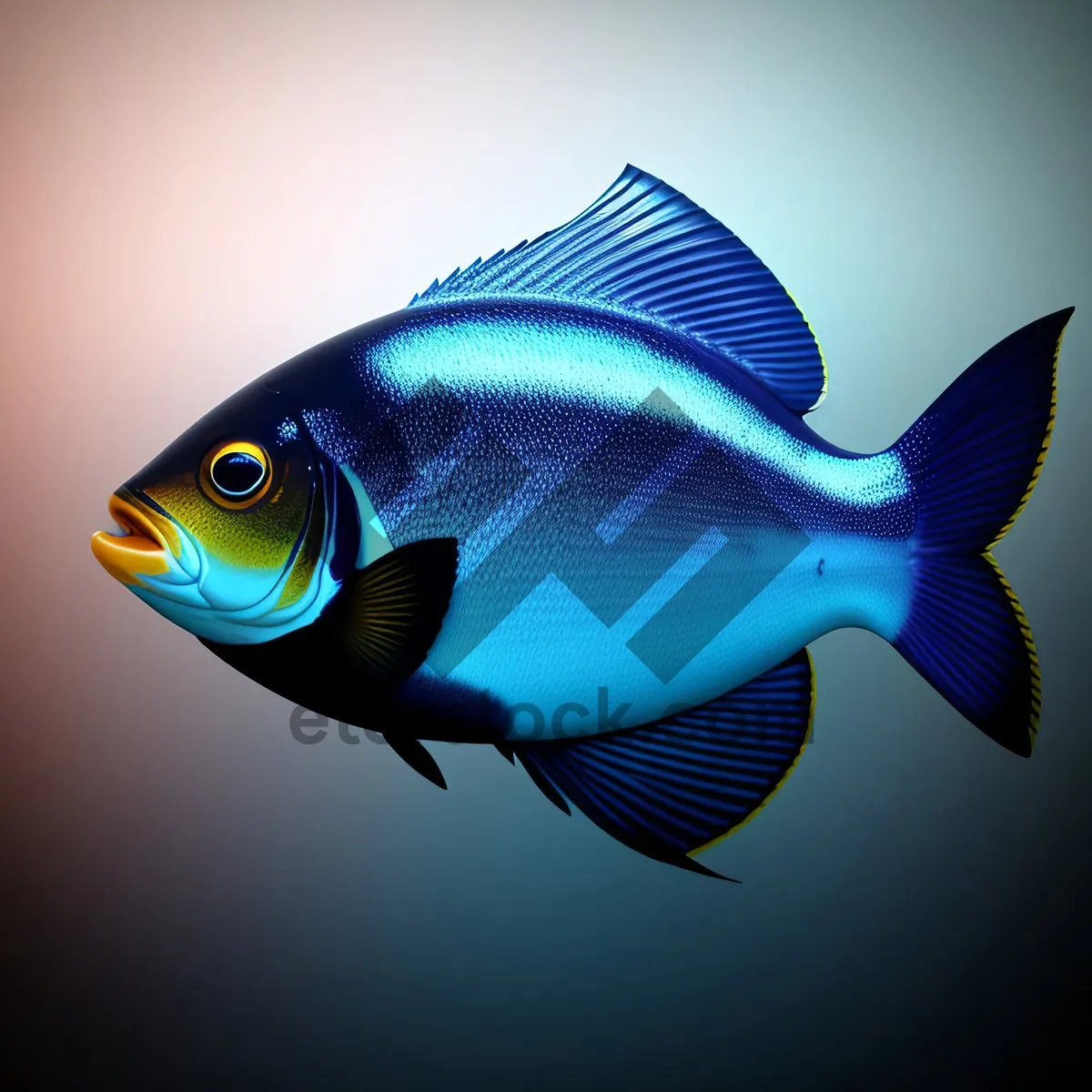 Picture of Orange Goldfish Swimming in Tropical Aquarium