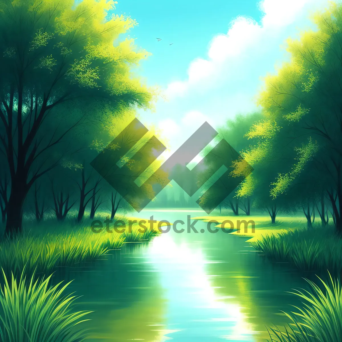 Picture of Vibrant Sunset Over Rolling Green Meadow