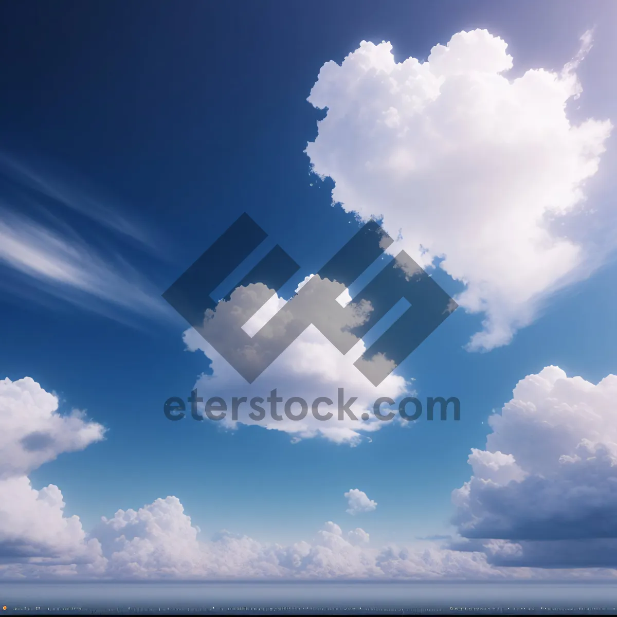 Picture of Vivid Sky with Fluffy Clouds and Sunshine