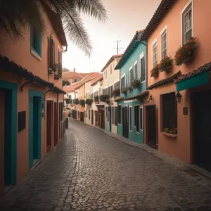 Ancient Waterfront Cityscape with Historic Architectural Structures