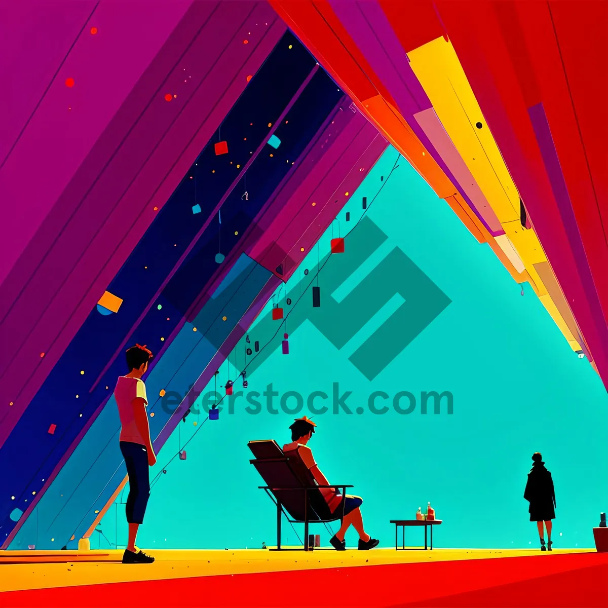 Picture of Vibrant Technicolor Lines - Modern Digital Art Wallpaper