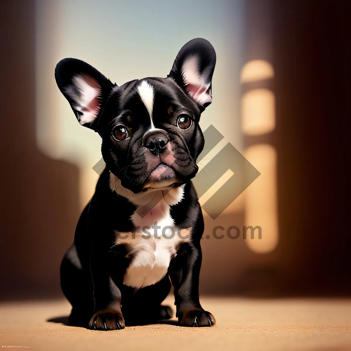 Picture of Cute Terrier Bulldog Puppy in Studio Portrait