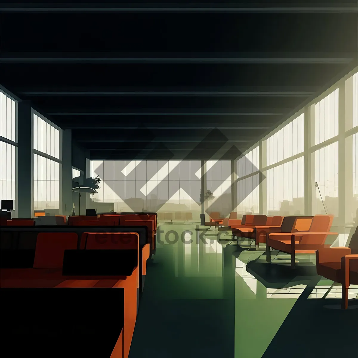 Picture of Modern Alcove Kitchen with Wood Furniture and Contemporary Chairs