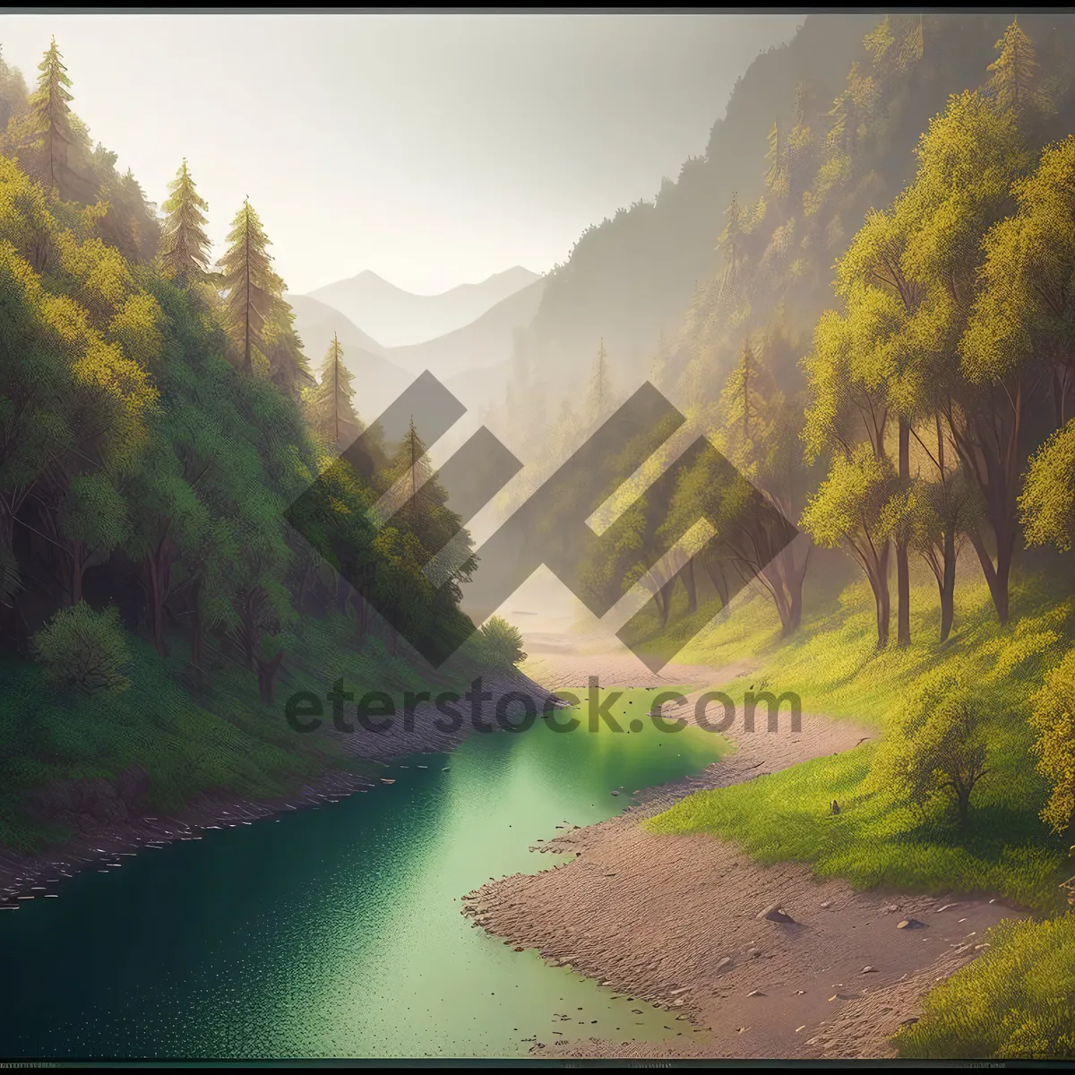 Picture of Serene Reflections in Autumn-Filled Valleys