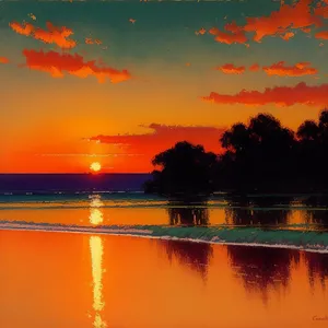 Enchanting Sunset Reflection Over the Serene Ocean