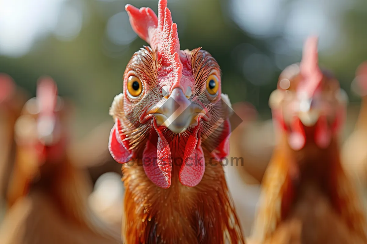 Picture of Colorful Hen on the Farm | Poultry Portrait Chicken