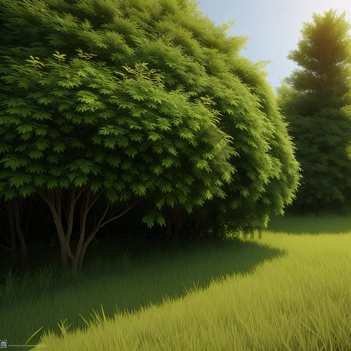 Picture of Serene Willow Trees in Lush Forest