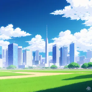 Idyllic Summer Landscape with Rolling Countryside