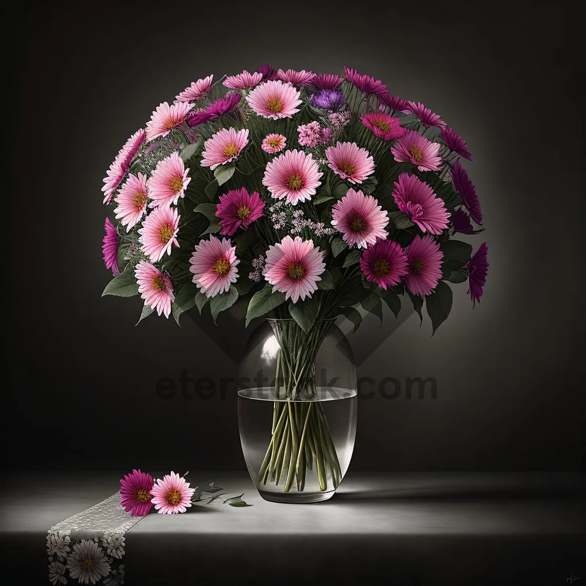 Picture of Romantic Pink Rose Bouquet in Elegant Vase