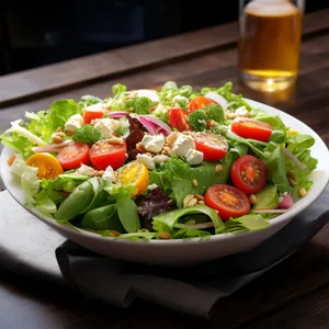 Fresh Gourmet Salad with Tomato, Pepper, and Cheese