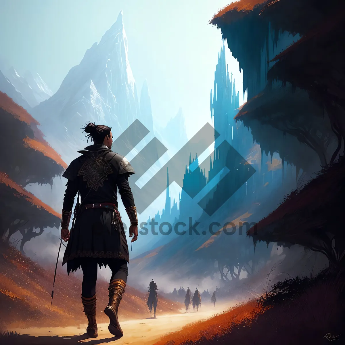 Picture of Golden Horizon: A Man Conquering the Mountain