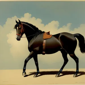 Brown Thoroughbred Stallion in Equestrian Gear