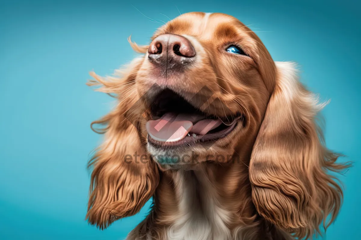 Picture of Cute brown cocker spaniel puppy in the studio portrait.