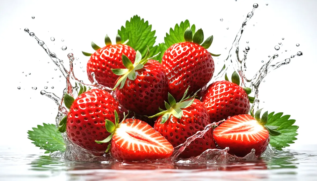 Picture of Fresh Strawberry Bright Red Berry Closeup Image