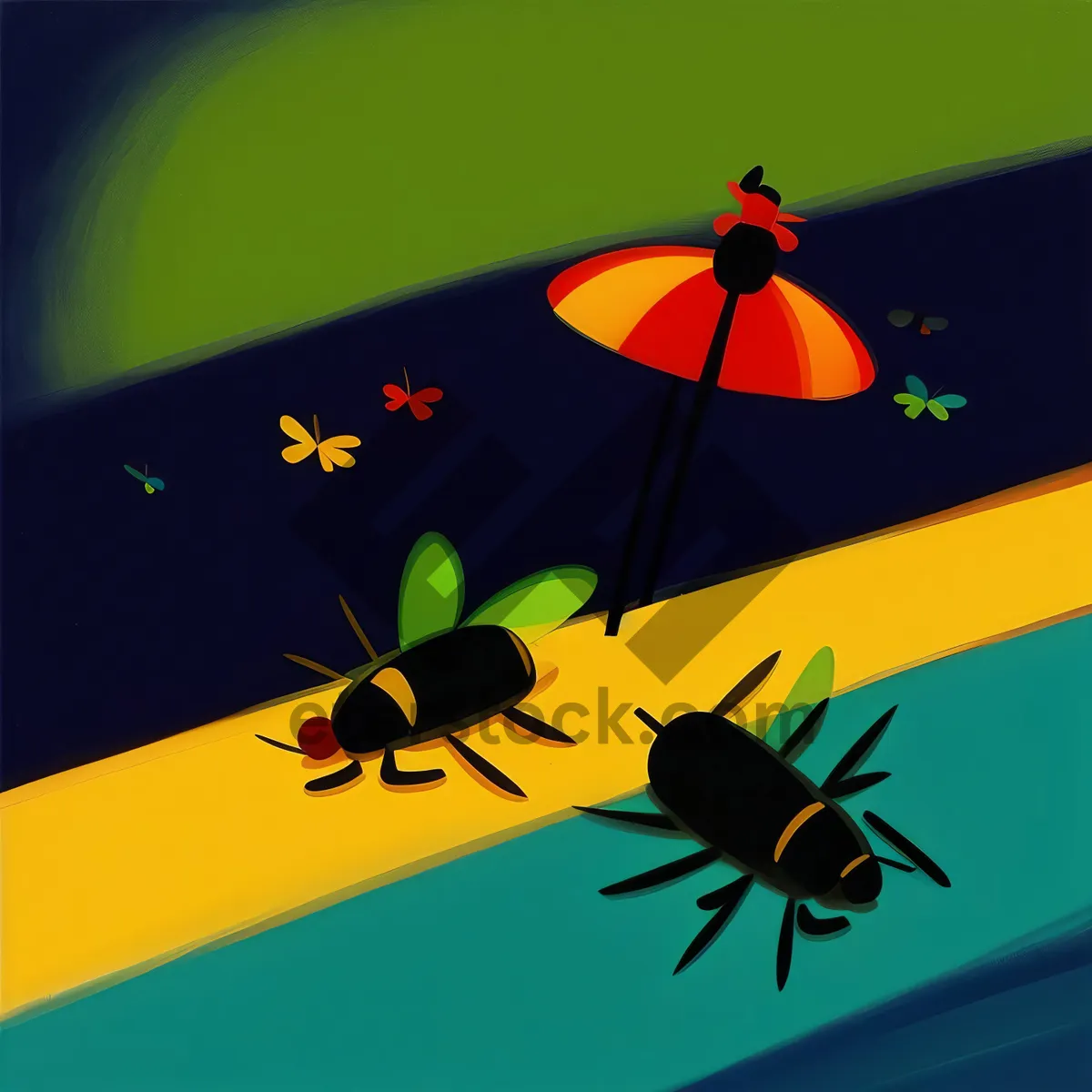 Picture of Silhouette of holiday beetle and ant arthropod.